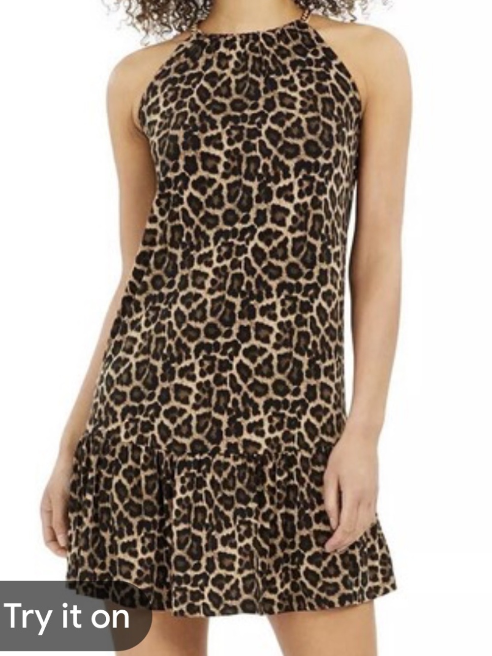 Michael kors Leopard Print Halter Ruffle Hem Dress - Brown